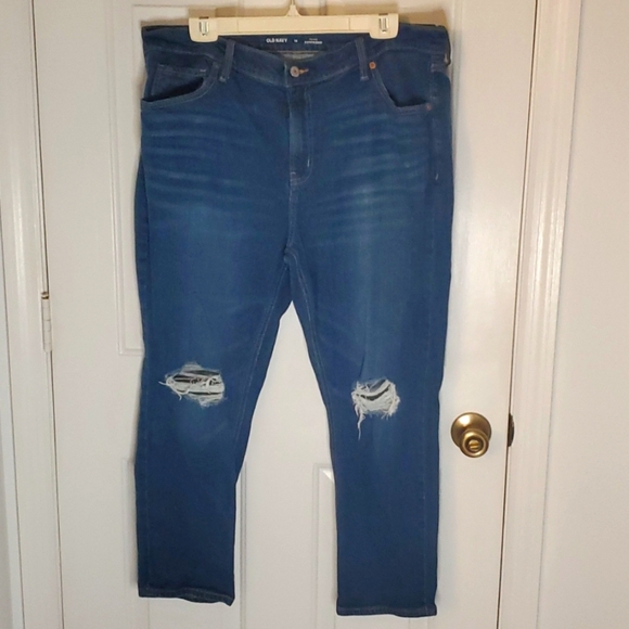 OLD NAVY Womens Mid Rise Boyfriend Distressed Straight Leg Jeans - Picture 1 of 10